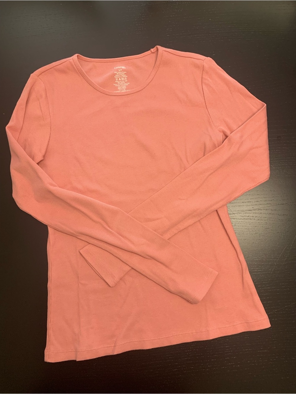George Small Dusty Pink Long Sleeve Ribbed Crew Tee